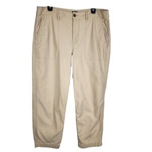 J Crew Womens Camp Pants Size 14 Beige Khaki Cotton Casual Tapered Pockets High